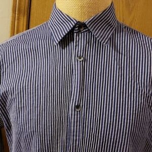 Calvin klein french cuff striped blue black shirt